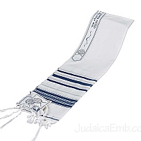 Tallit / Prayer Shawl - Wool Blue/Silver