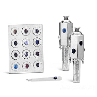 torah crown, breastplate & pointer / yad - colored stones - silver torah ornament set