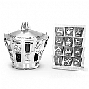 torah crown, breastplate & yad - pointer - silver torah ornament set