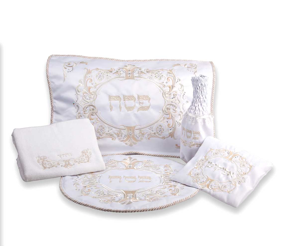 Embroidered Matza Cover and Afikomen Bag for use in Passover Seder