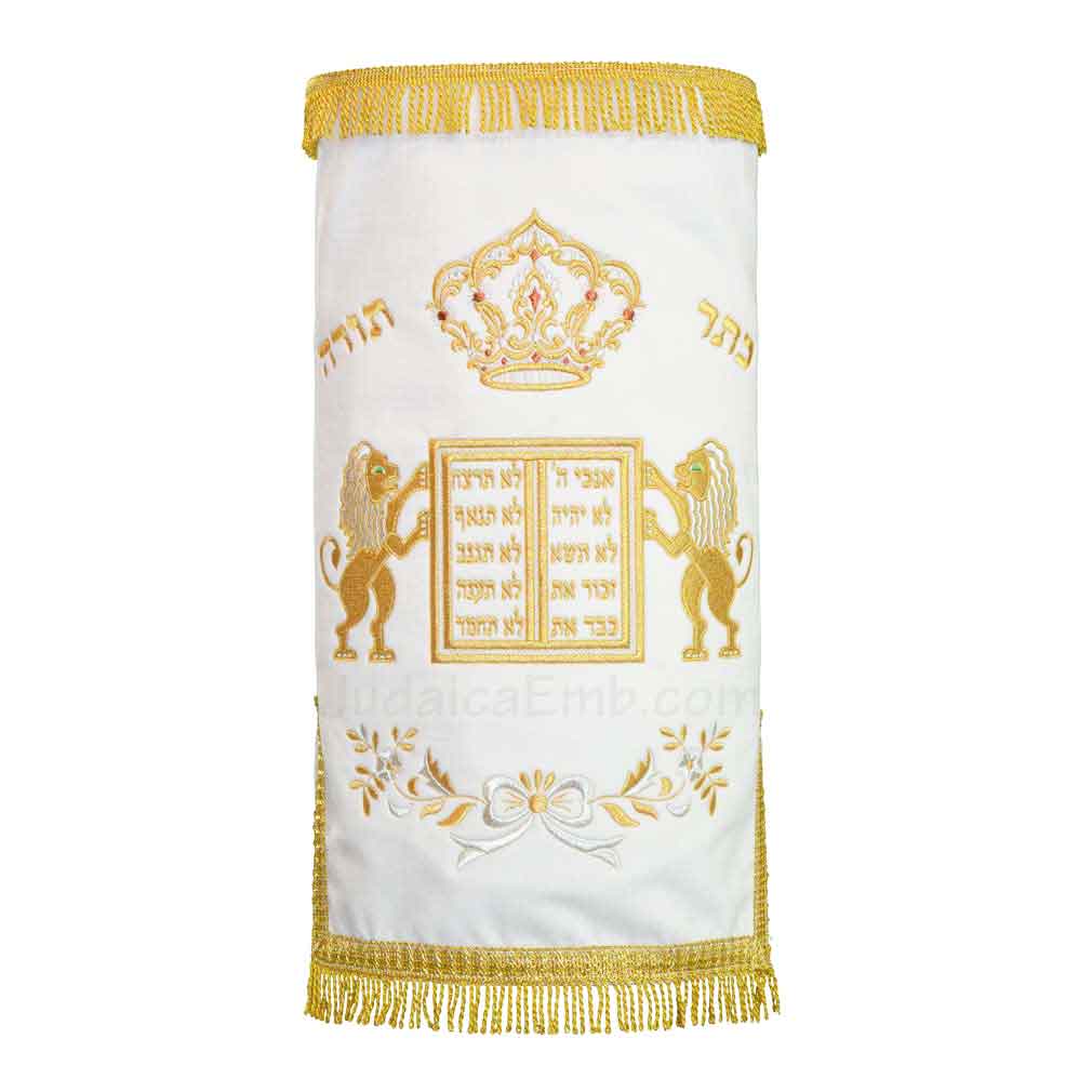 Torah Covers | Torah Mantles | White High Holidays M419